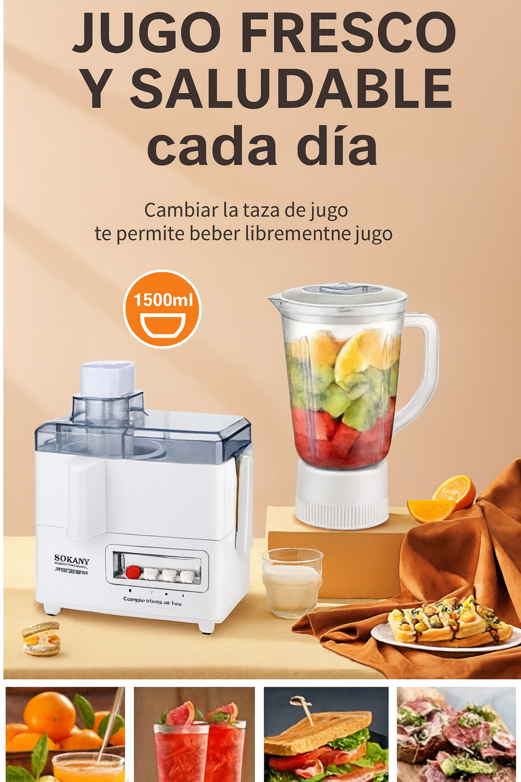 Procesador multifuncional de Alimentos Sokany 4 en 1