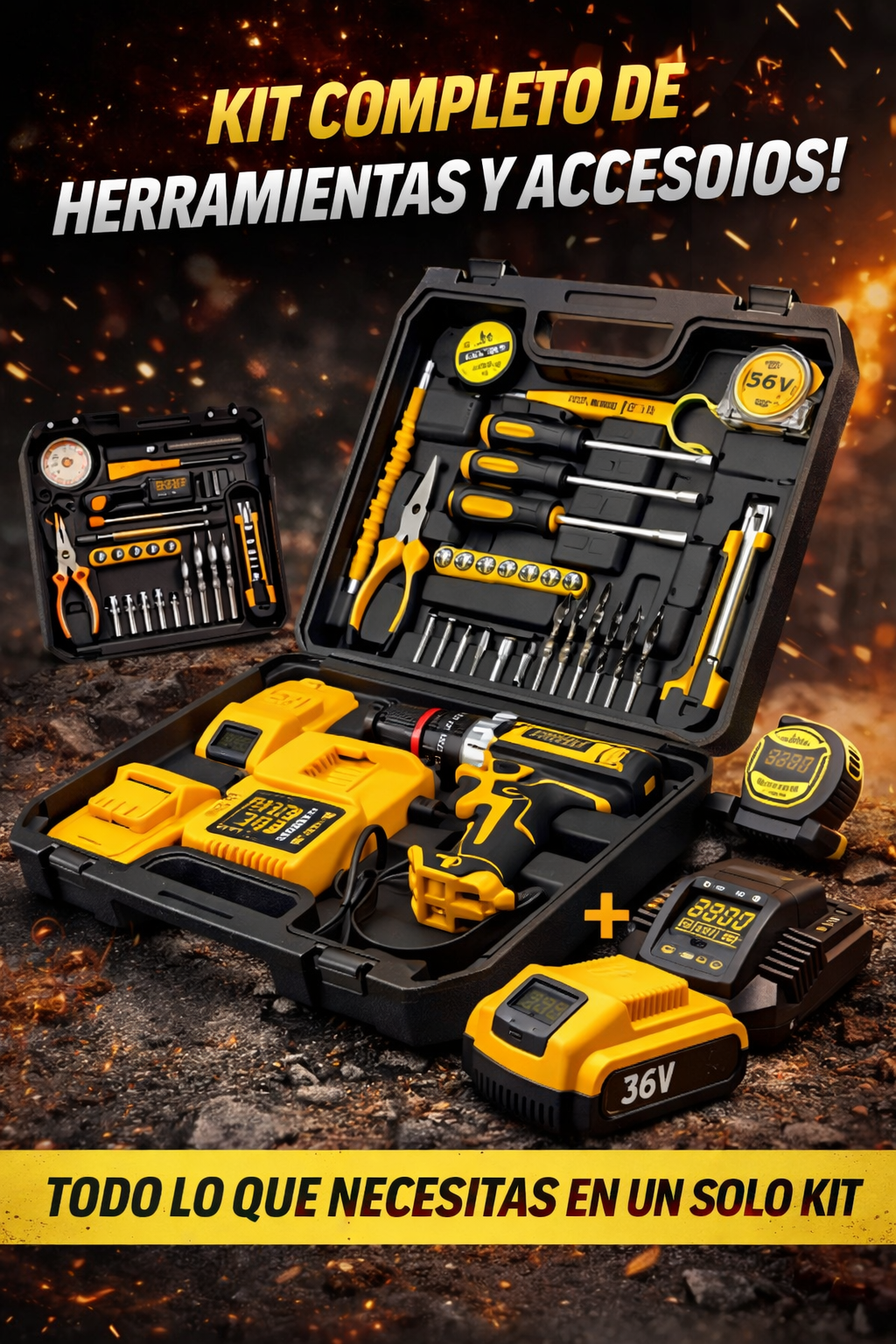 KIT DE TALADRO INALÁMBRICO MULTIFUNCIÓN CON ACCESORIOS