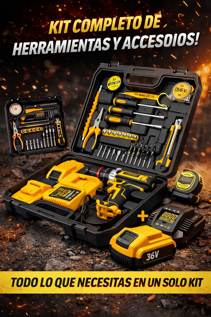 KIT DE TALADRO INALÁMBRICO MULTIFUNCIÓN CON ACCESORIOS