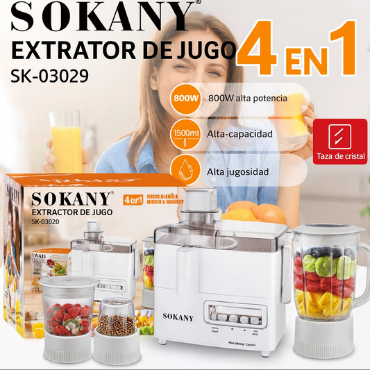 Procesador multifuncional de Alimentos Sokany 4 en 1