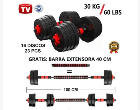 Kit de Mancuernas Termoforradas  + Barra Extensora