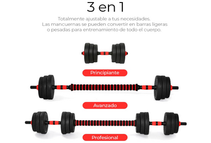 Kit de Mancuernas Termoforradas  + Barra Extensora