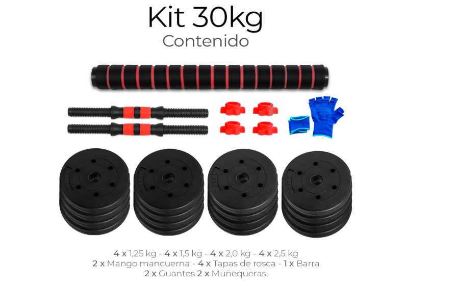 Kit de Mancuernas Termoforradas  + Barra Extensora